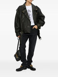 Balmain belted leather jacket