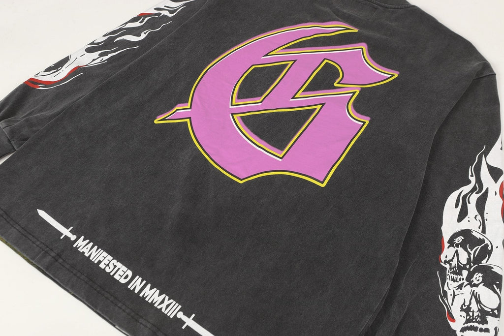 Godspeed Skeleton Graphic Washed Black Long-Sleeve T-Shirt