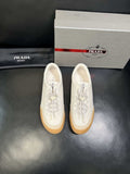 Prada Men's White Gum Sole Low-Top Sneakers
